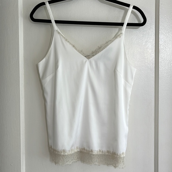 White House Black Market Ivory Satin Lace Layered Cami Camisole XS - Picture 2 of 8